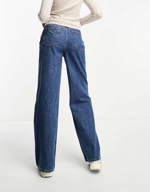 ASOS DESIGN Tall wide leg dad jeans in dark blue, 3 of 5