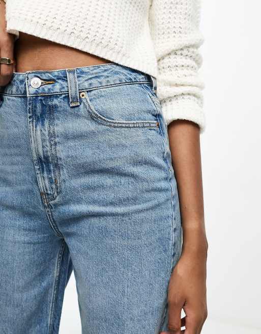 ASOS DESIGN Tall wide leg dad jeans in mid blue, 3 of 5