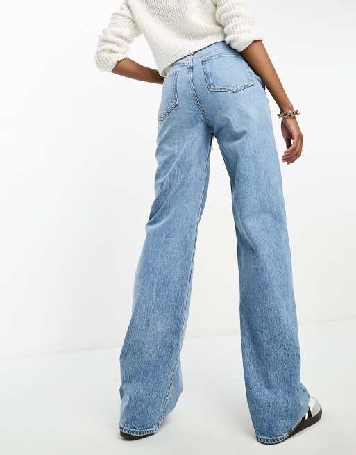 ASOS DESIGN Tall wide leg dad jeans in mid blue, 5 of 5