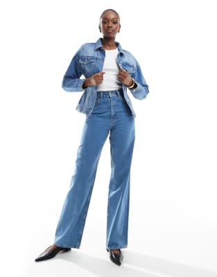 ASOS DESIGN Tall wide leg dad jeans in pale blue