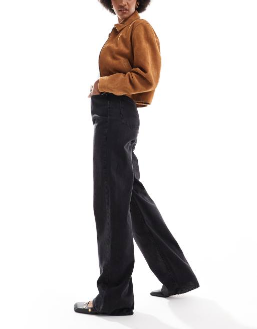 ASOS DESIGN Tall wide leg dad jeans in washed black, 3 of 5
