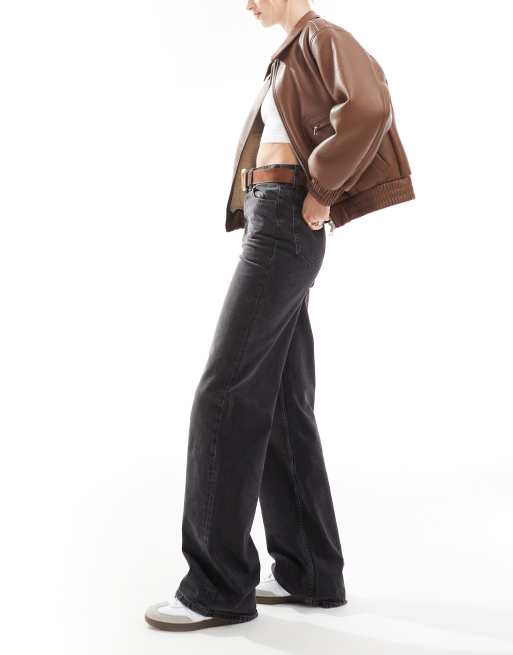 ASOS DESIGN Tall wide leg dad jeans in washed black