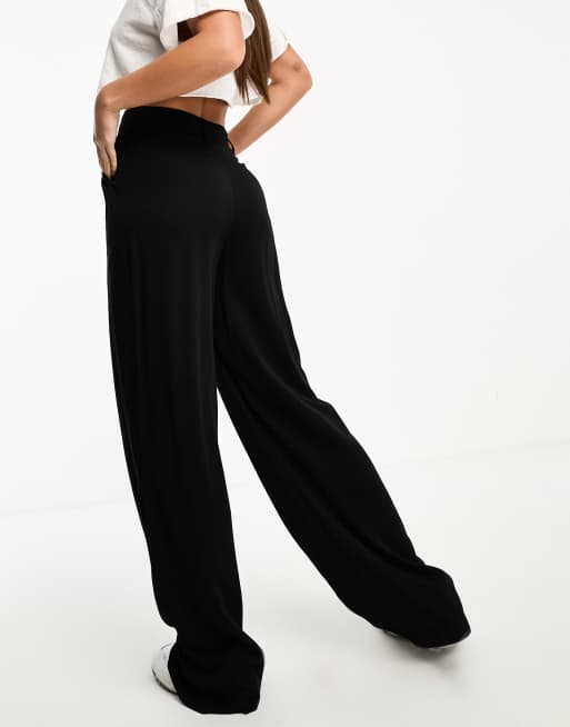 asos black wide leg trousers