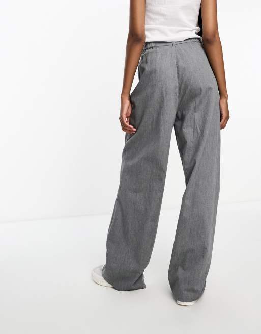 ASOS DESIGN Tall wide leg dad pants in gray heather