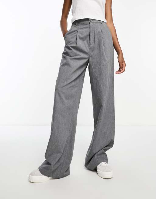 ASOS DESIGN oversized wide leg sweatpants in gray heather with