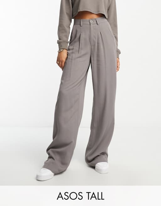 ASOS DESIGN Tall wide leg dad pants in gray