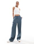 [ASOS Tall] ASOS DESIGN Tall wide leg dad pants in petrol blue 6 Petrol