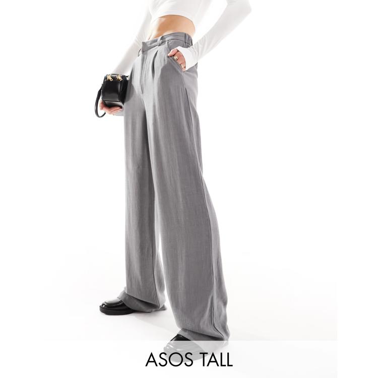 ASOS DESIGN Tall wide leg pants with linen in oatmeal