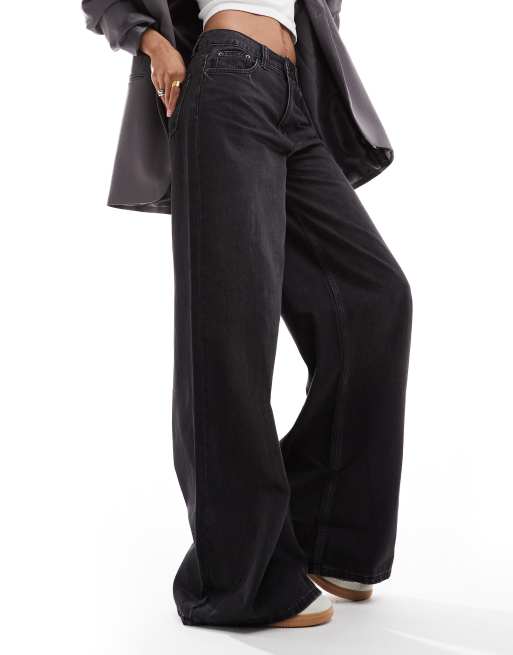 ASOS DESIGN Tall wide leg jeans in black, 3 of 5