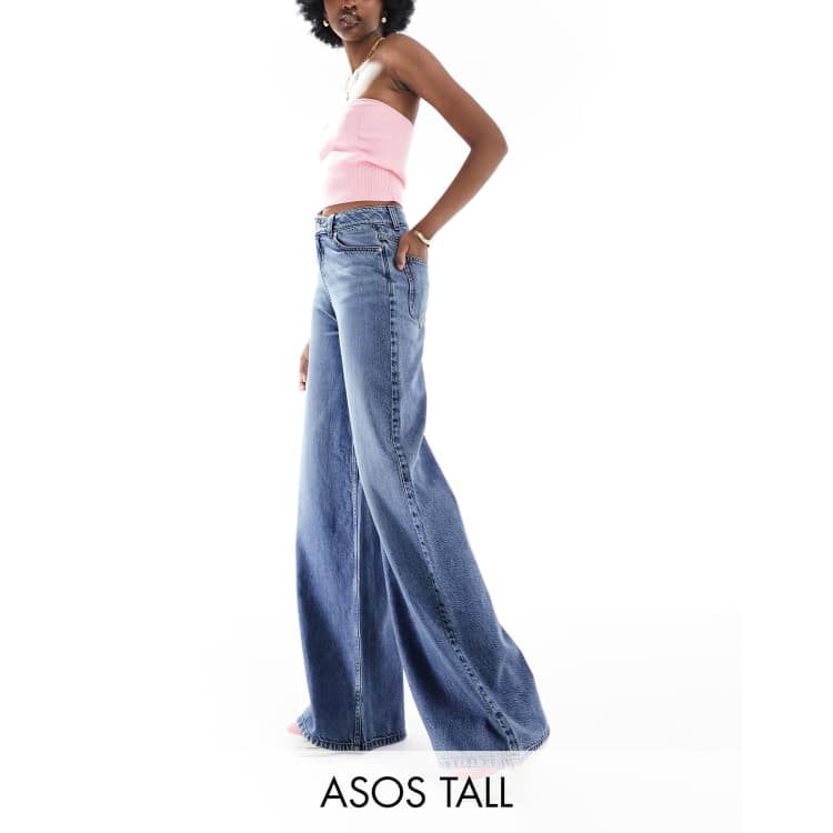 ★★ ★★ Women's High Rise Wide Leg Fit Mid Blue High Rise Wide-Leg Jeans | Gap Factory