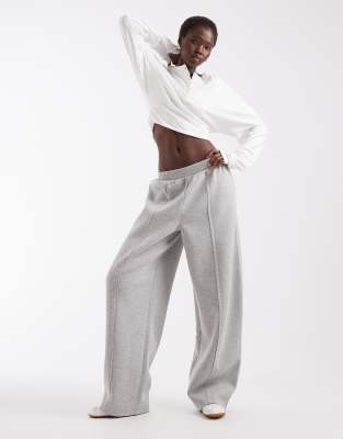 Asos Tall Asos Design Tall Wide Leg Jogger With Pleat Detail In Gray