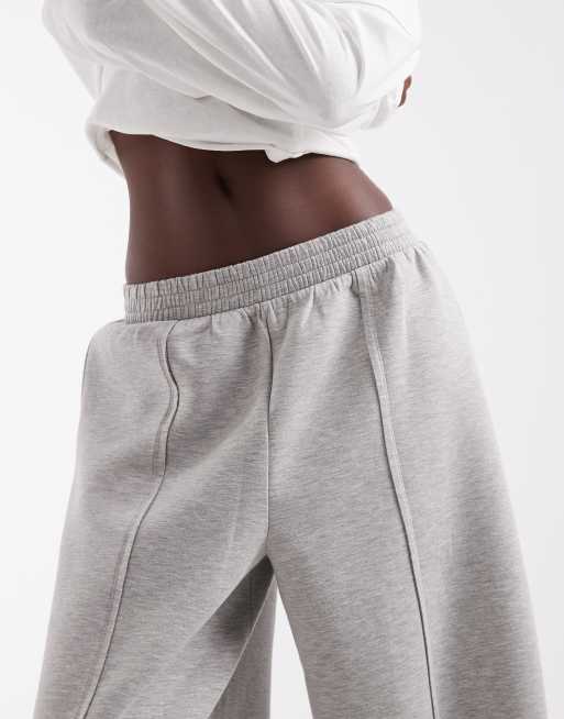 ASOS DESIGN Tall wide leg jogger with pleat detail in grey marl scuba-style fabric, 3 of 5