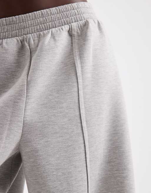 ASOS DESIGN Tall wide leg jogger with pleat detail in grey marl scuba-style fabric, 5 of 5