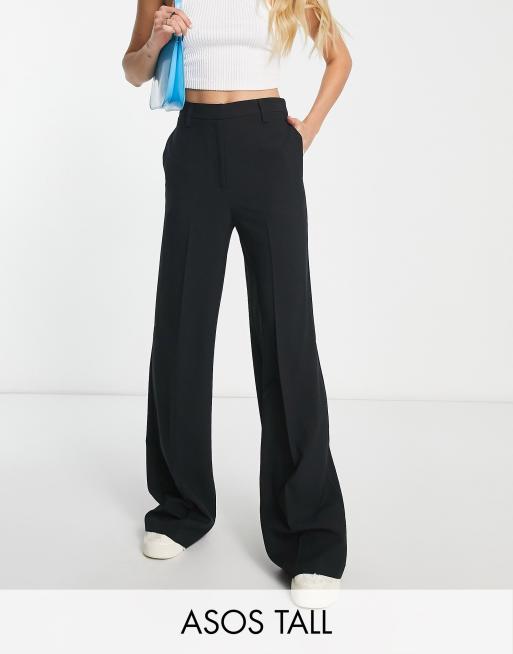 ASOS Tall ASOS DESIGN Tall straight leg sweatpants with deep waistband and  pintuck in cotton in black - BLACK - ShopStyle Pants