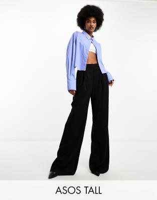 Asos Design Tall Wide Leg Pants In Black