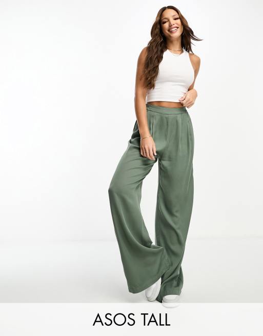 ASOS DESIGN soft wide leg pants in gray