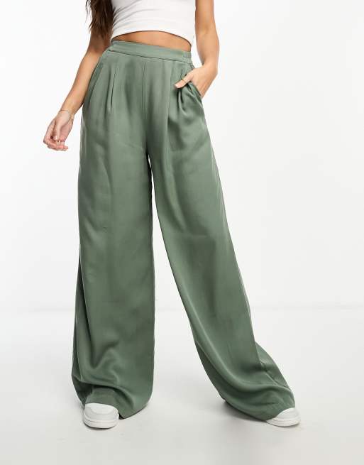 Wide leg outlet pants green