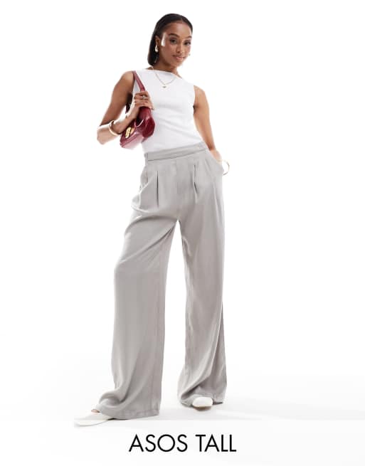 ASOS DESIGN Tall wide leg pants in gray