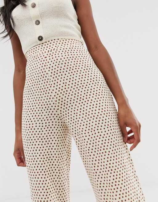 ASOS DESIGN Tall wide leg pants in neutral non-print