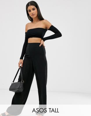 asos black wide leg trousers