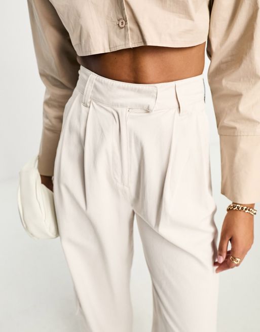 ASOS DESIGN Tall wide leg pants with patch pockets in ecru