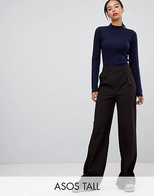 ASOS DESIGN Tall wide leg pants with pleat detail