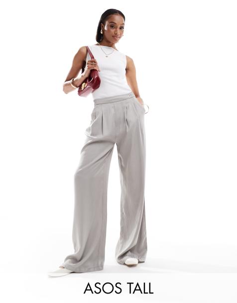 ASOS DESIGN Tall wide leg trouser in grey - view 1