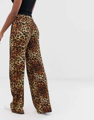 high waisted leopard print trousers