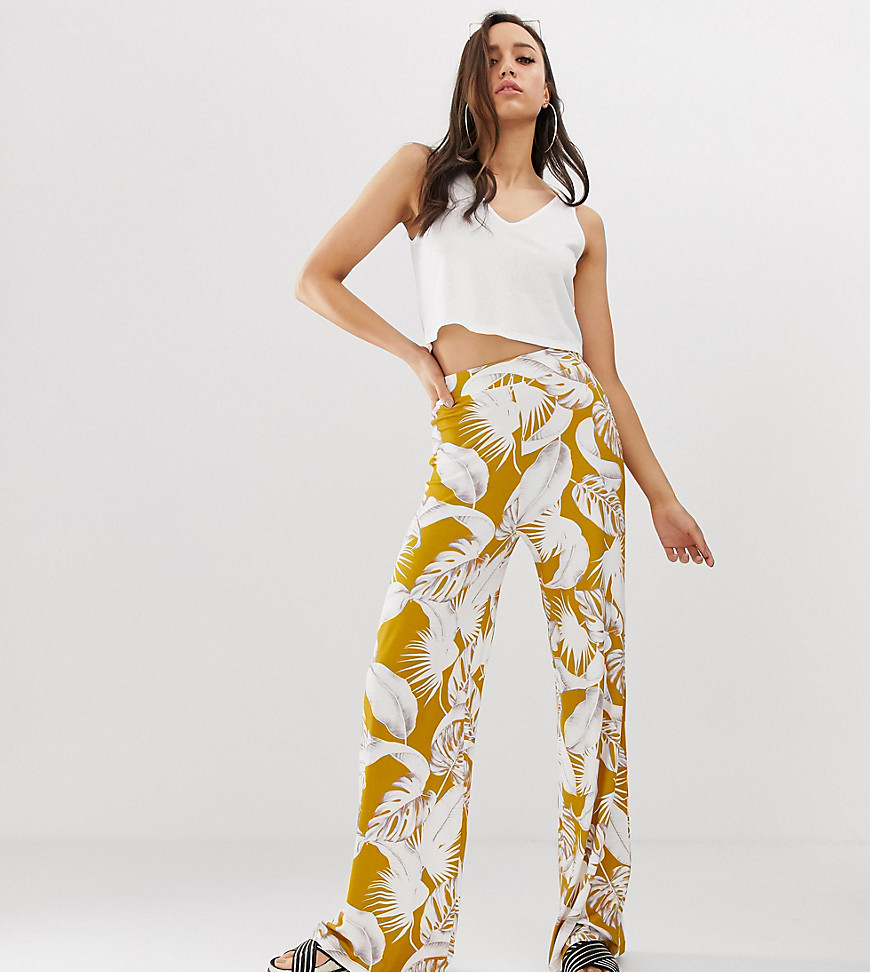 ASOS DESIGN Tall wide leg trousers in palm print-Multi