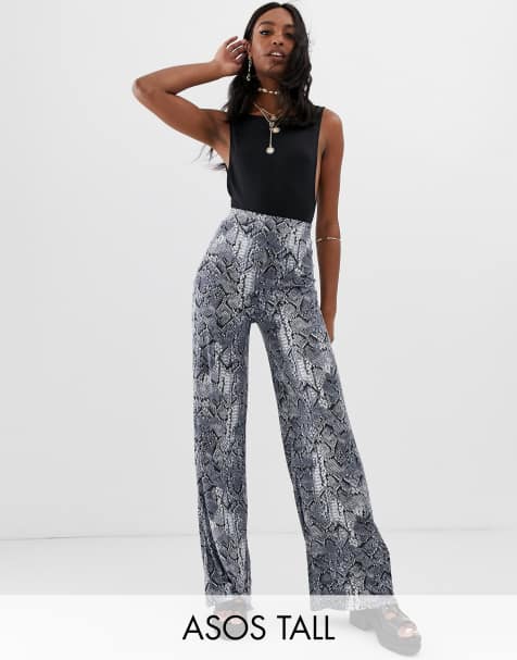 ASOS DESIGN Tall wide leg trousers in snake print
