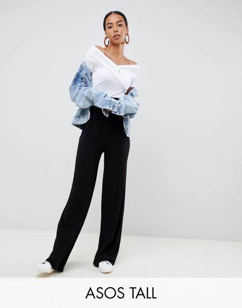 ASOS DESIGN Tall wide leg trousers with deep waistband