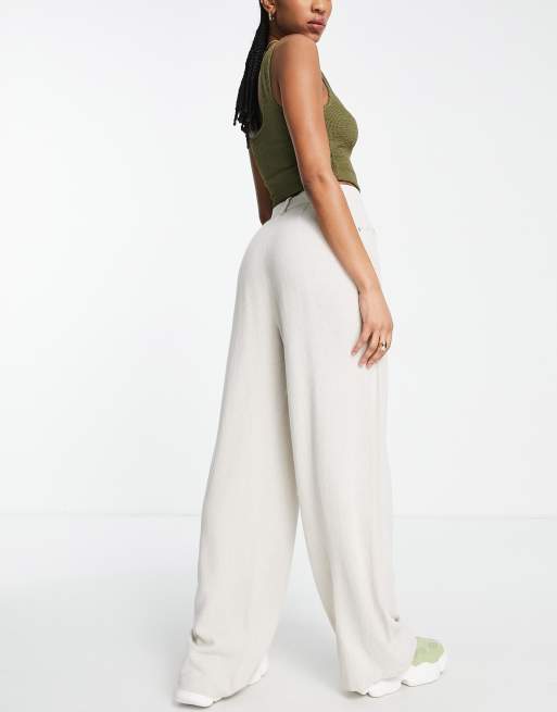 ASOS DESIGN Tall wide leg trousers with linen  in oatmeal , 2 of 4