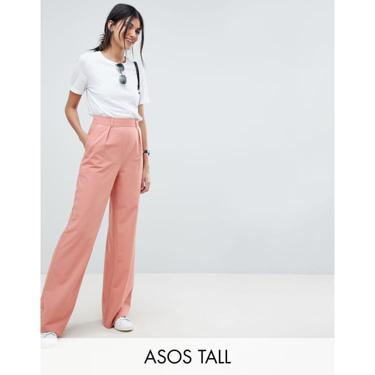 Asos design wide leg shop trousers with pleat detail