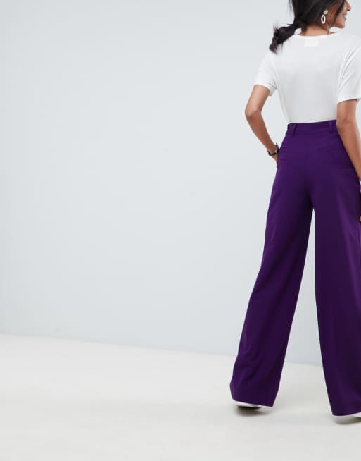 Asos design wide leg trousers with pleat on sale detail