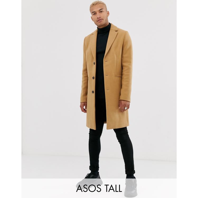 Asos design wool mix overcoat hot sale in camel