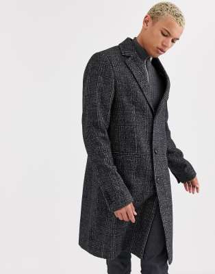 asos design wool mix overcoat in light gray