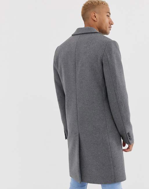 Asos design wool mix overcoat in light sales grey