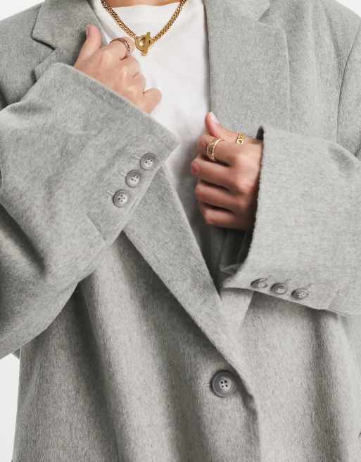 Women Grey Vintage Long Wool Swing Coat Double Breasted Custom 