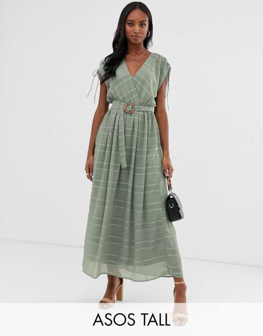 Asos design wrap maxi 2025 dress with buckle belt