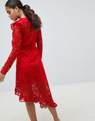 asos red lace dress