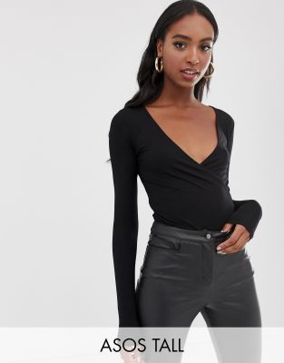 asos black wrap top