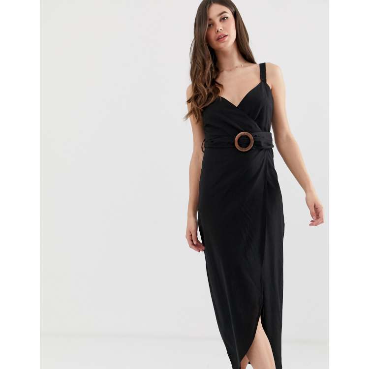 ASOS DESIGN Tall wrap maxi dress with buckle belt ASOS