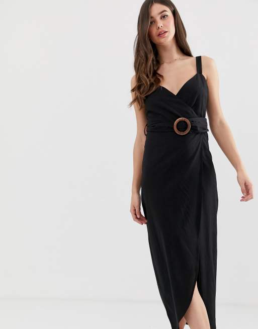 ASOS DESIGN Tall wrap maxi dress with buckle belt | ASOS