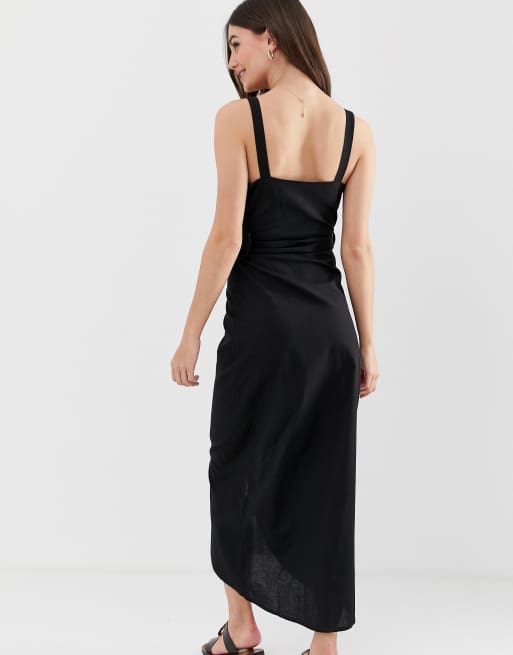 Asos design wrap maxi 2024 dress with buckle belt