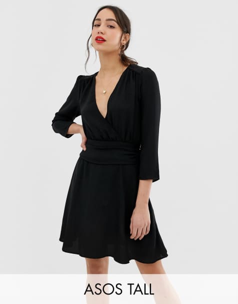 ASOS DESIGN Tall wrap mini dress with ruched skirt