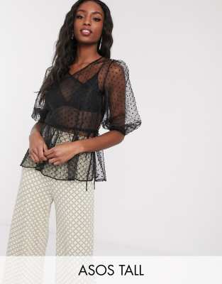 ДИЗАЙНЕРСКИЙ высокий топ с запахом ASOS DESIGN из органзы dobby 3490₽