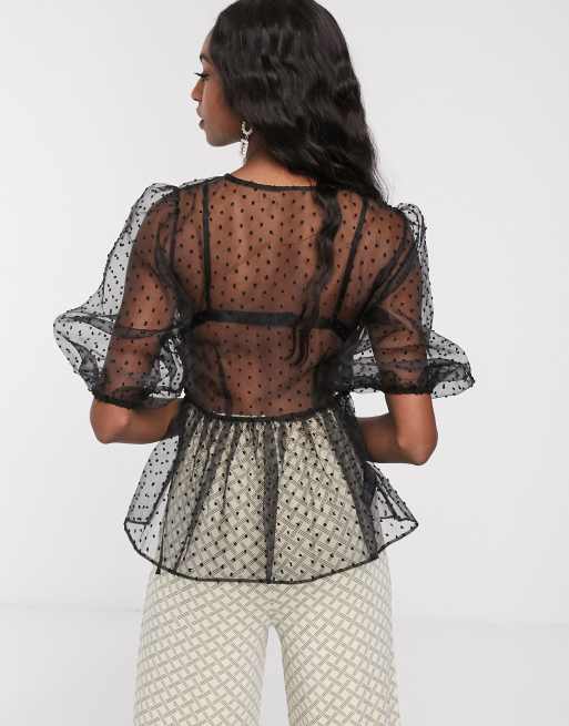 ASOS DESIGN Tall wrap top in dobby organza, 2 of 4
