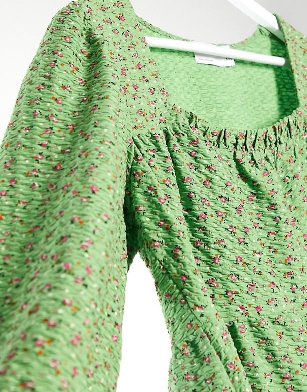  Hiper ASOS DESIGN Tall – Zielona warstwowa sukienka mini z kwadratowym dekoltem i wzorem w kwiaty Zielona z kwiatowym nadrukiem