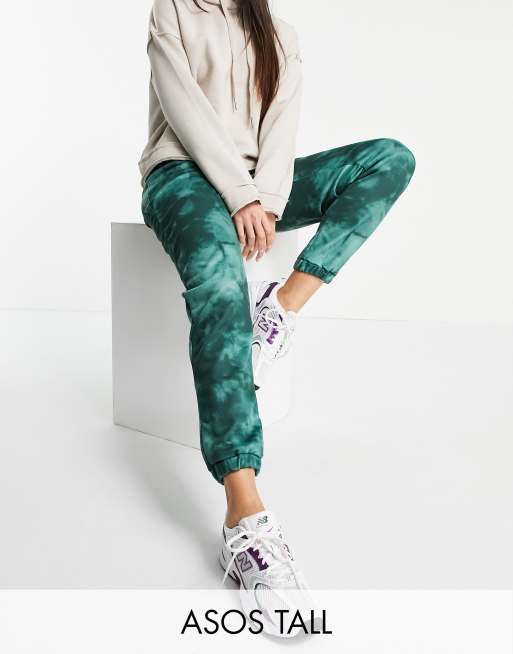 ASOS DESIGN Tall – Zielone joggersy z efektem tie dye