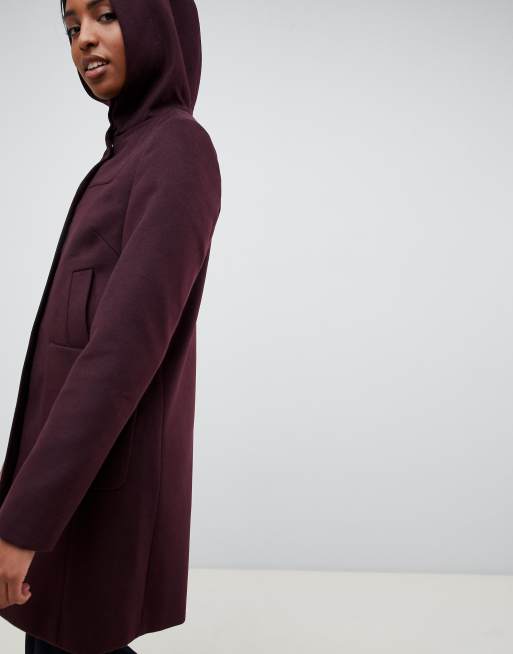 Asos design zip clearance through coat with hood